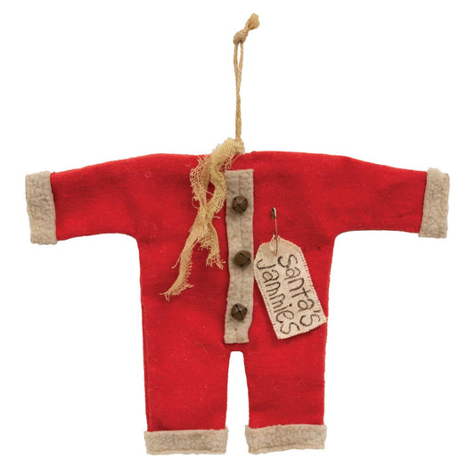 Santa's Jammies Red Small Hanger Ornament sj2