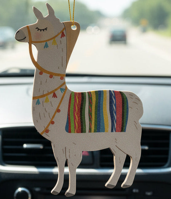 Birch Wood Llama Ornament Recyled