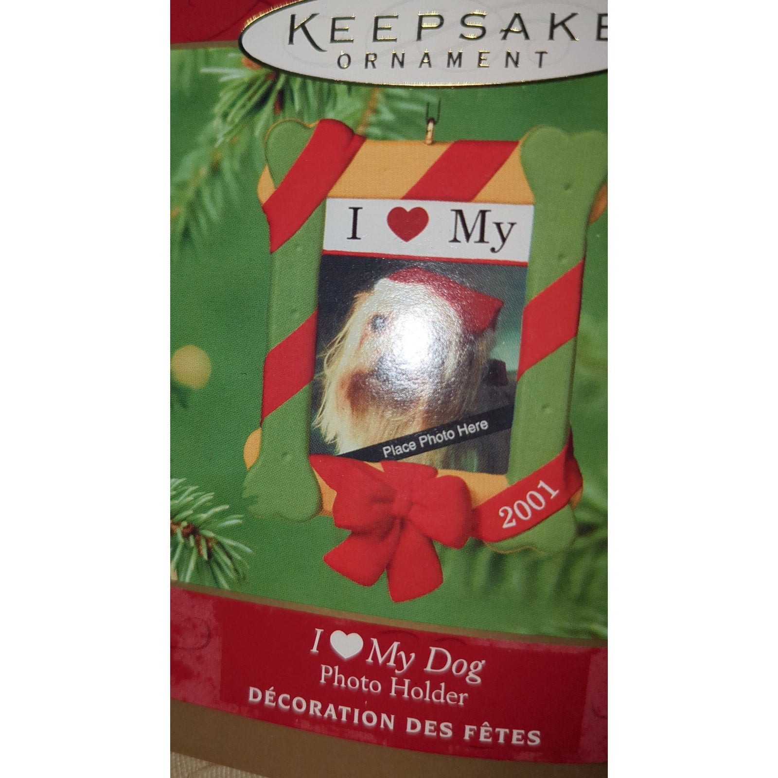Vintage Hallmark Keepsake Ornament I Love My Dog Photo Holder 2001