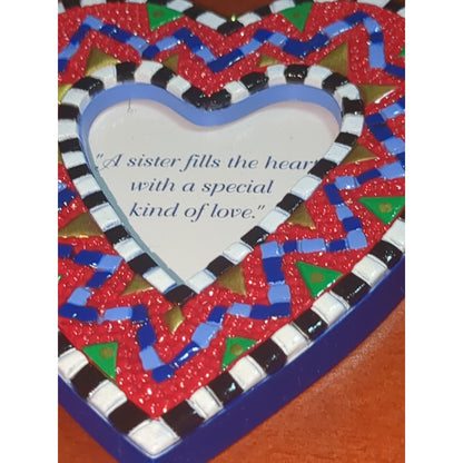 Vintage Hallmark Keepsake Ornament "SISTERS" Heart Photo Holder 2001 ho498