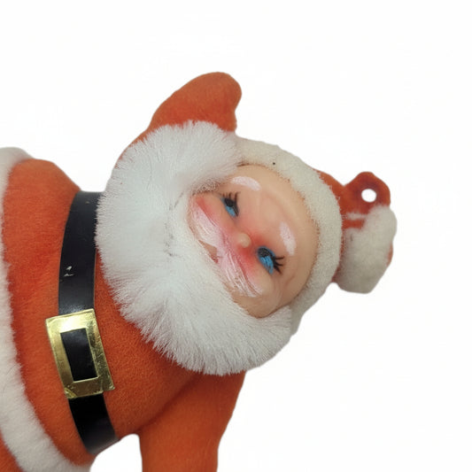 Vintage Flocked Dancing Santa sf87
