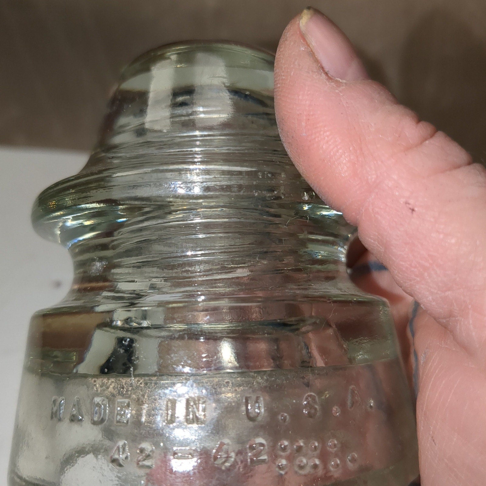 Vintage Hemingray Glass Clear Insulator h619