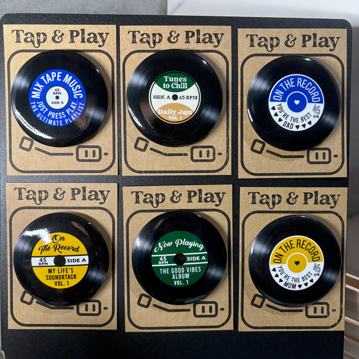 Tap and Play | Scannable Vinyl Record Magnets and Keychains: For The Record I Love You / Magnet