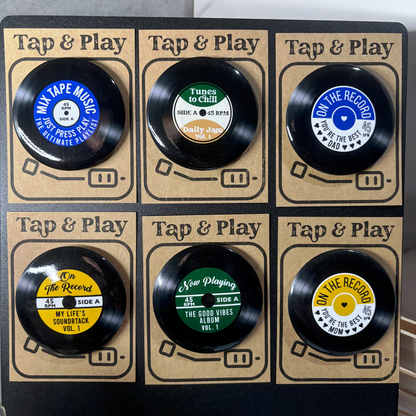 Tap and Play | Scannable Vinyl Record Magnets and Keychains: For The Record I Love You / Magnet