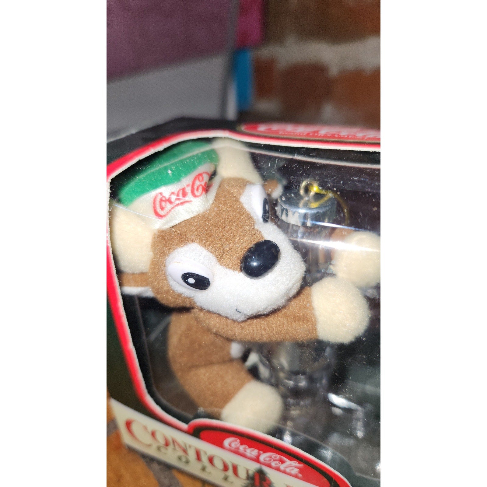 Vintage Coca-Cola Contour Bottle Collection Plush Brown Reindeer Christmas Ornament CC7