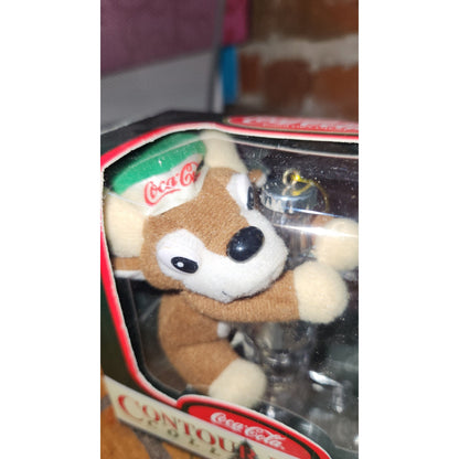 Vintage Coca-Cola Contour Bottle Collection Plush Brown Reindeer Christmas Ornament CC7