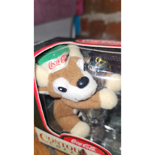 Vintage Coca-Cola Contour Bottle Collection Plush Brown Reindeer Christmas Ornament CC7