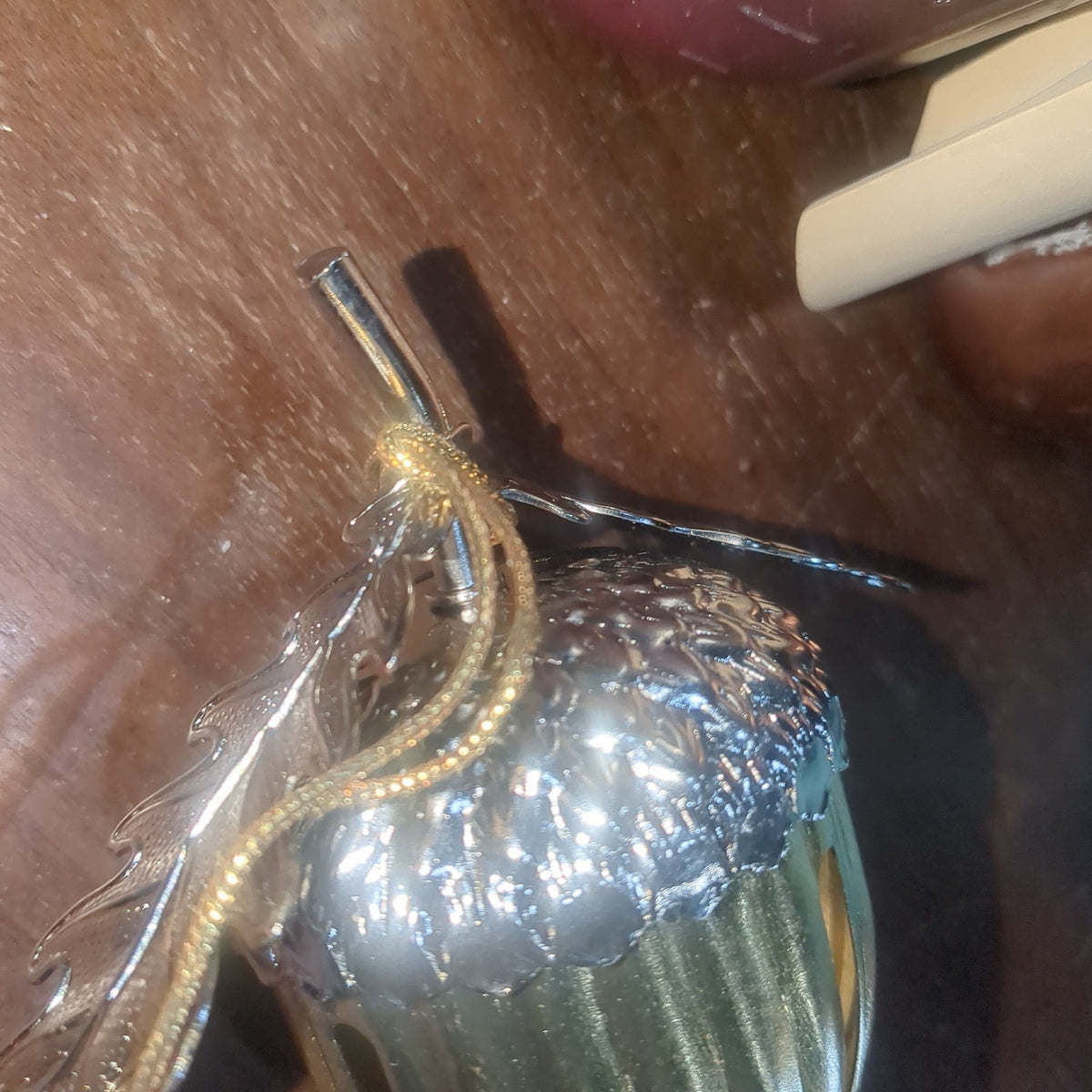 Hold and silver Acorn Bell Ornament fall2