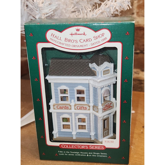 Vintage Hallmark Keepsake Ornament 1988 Hall's Bro's Card Shop #5 Nostalgic Houses and shops Has Box hh1988