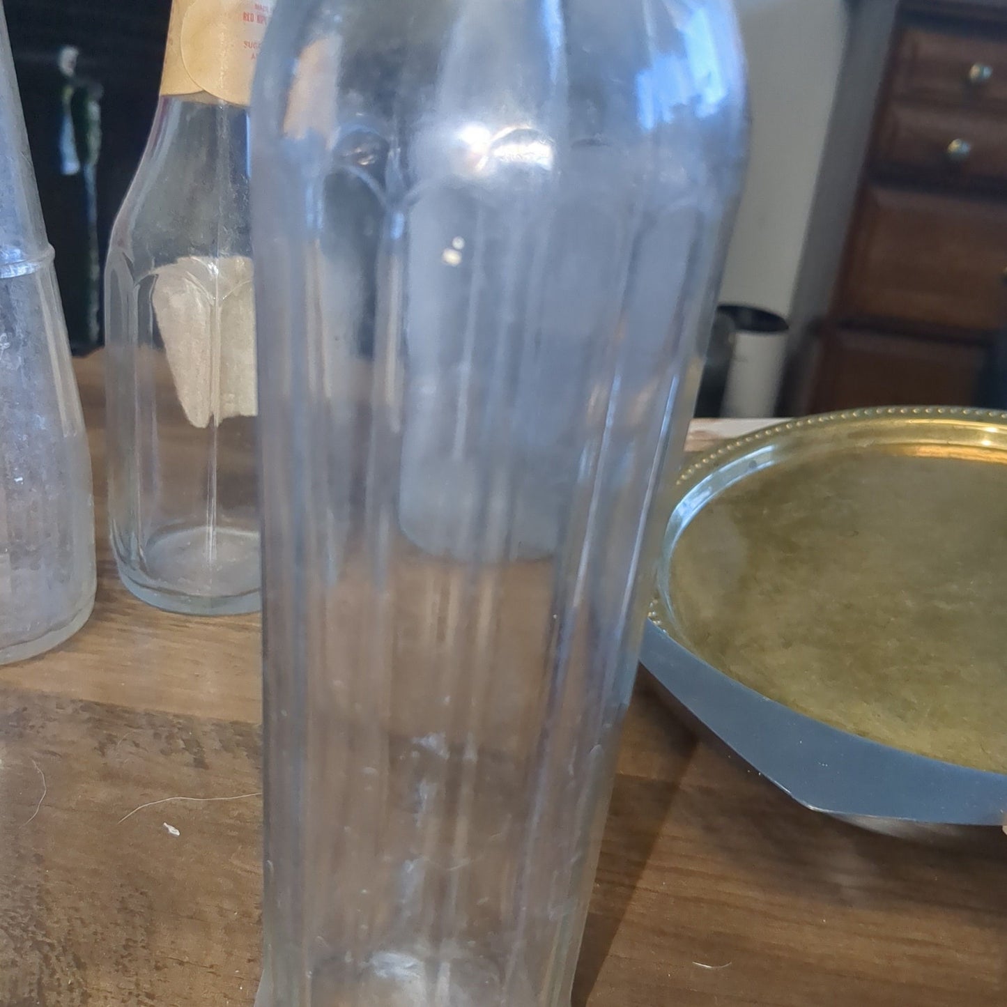 Vintage Bottle Clear Tall Ribbed Glass vb31 g31
