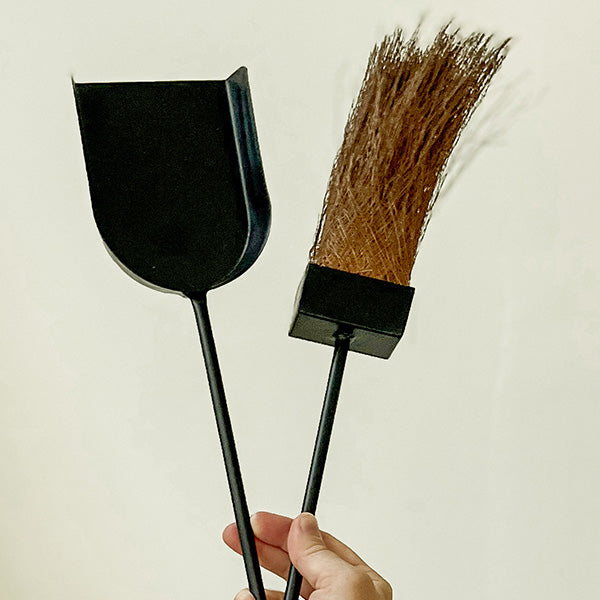 Black Iron Fireplace Tool Set with Shovel Brush Tongs