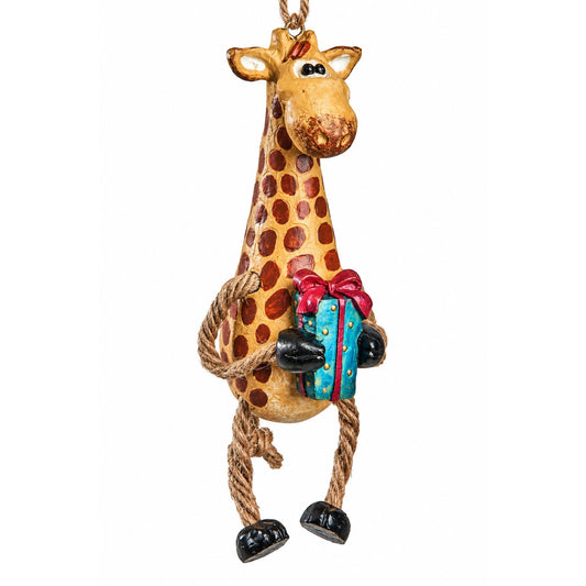 Giraffe with Present Ornament | Bert Anderson Collection