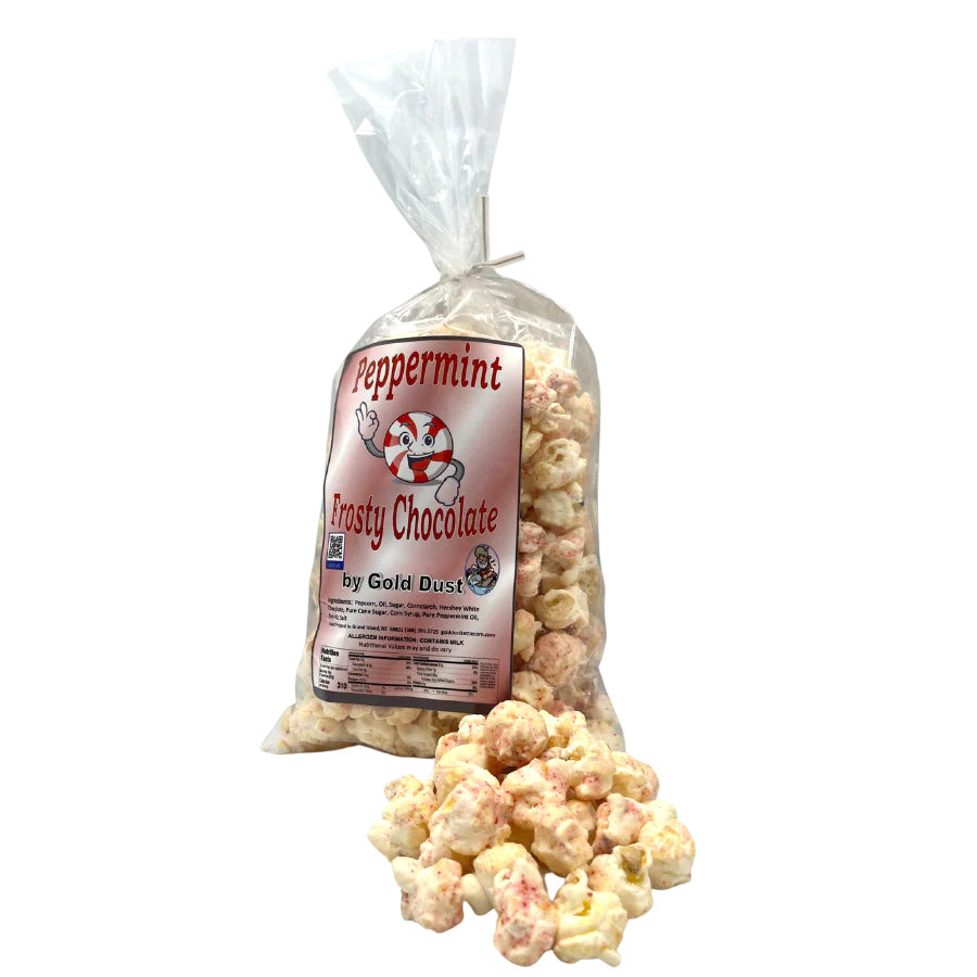 IN-STORE PICKUP ONLY | Peppermint White Chocolate Covered Kettle Corn | Pack of 3 | 5 oz | Non-GMO | Gold Dust Kettle Corn
