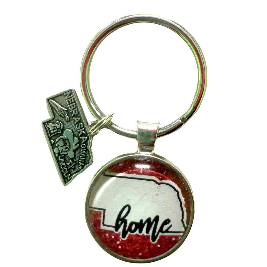 Keychain with Nebraska Charms | 1 1/4" Split Key Ring with 1" Charm | Create