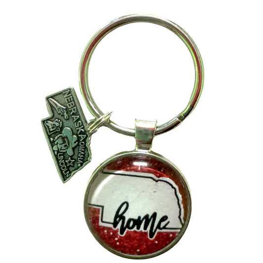 Keychain with Nebraska Charms | 1 1/4" Split Key Ring with 1" Charm | Create