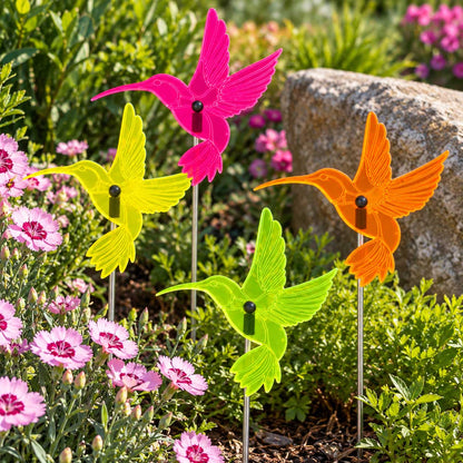 Garden Hummingbird Yard Decor | Variety 4 Pack | Glowing Creation