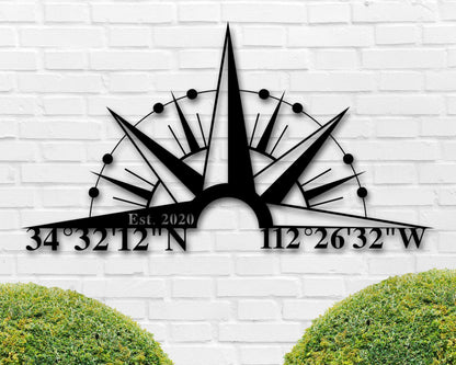 GPS Coordinates Metal Sign