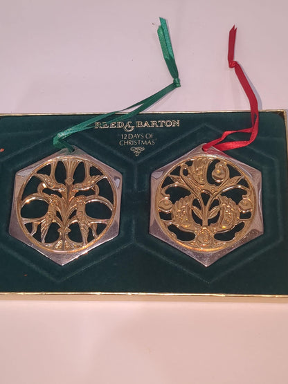 Reed & Barton The 12 Days of Christmas Ornament Collection Three French Hens and Four Calling Birds