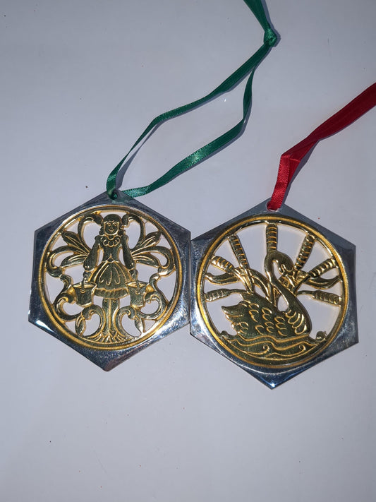 Reed & Barton The 12 Days of Christmas Ornament Collection. Seven Swans a Swimming Eight Maids a Milking