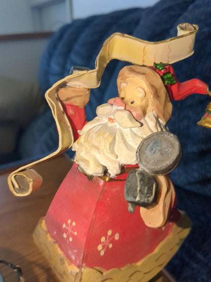 Saint Nicholas Square animated music box with Santa rocking, spinning glove and the elf just watching s49