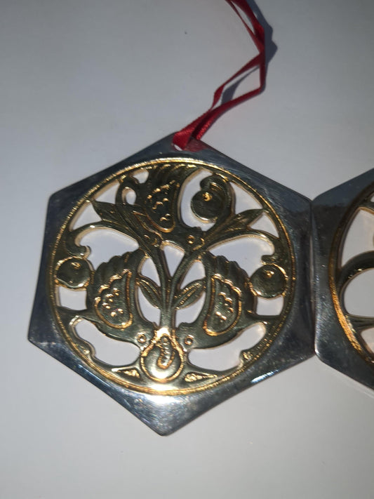 Reed & Barton The 12 Days of Christmas Ornament Collection Three French Hens and Four Calling Birds