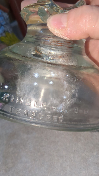 Vintage Kimble 830 clear tempered glass insulator 12-51 Made in USA.