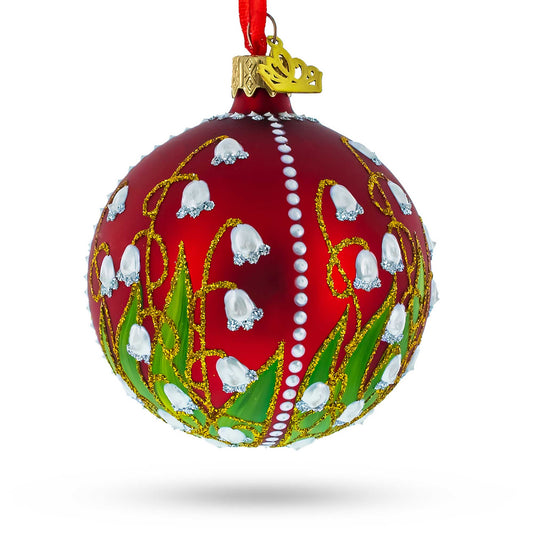 1898 Lilies of the Valley Royal Glass Ball Christmas Ornament 3.25 Inches