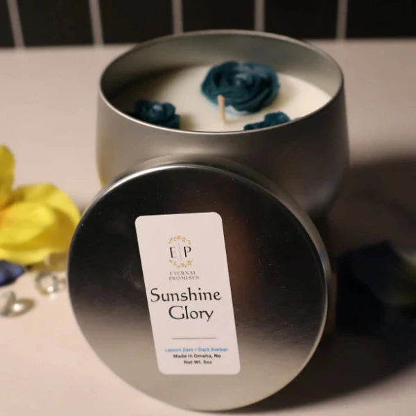 Sunshine Glory Lemon Zest & Dark Amber Scented Candle | 5 oz | Eternal Promises