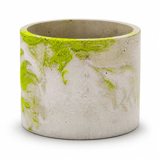 Lime & Gray Concrete Flower Pot | 6" x 4.75" x 4.75" | Color Crete Creations