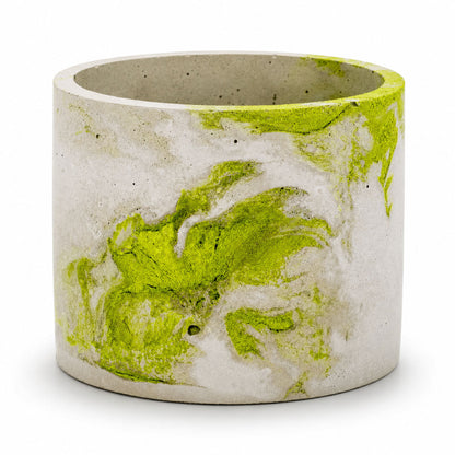 Lime & Gray Concrete Flower Pot | 6" x 4.75" x 4.75" | Color Crete Creations