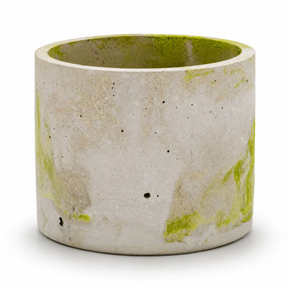Lime & Gray Concrete Flower Pot | 6" x 4.75" x 4.75" | Color Crete Creations