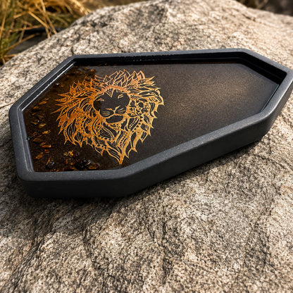 Concrete & Resin Decorative Lion Tray | 9" x 6.75" | Color Crete Creations