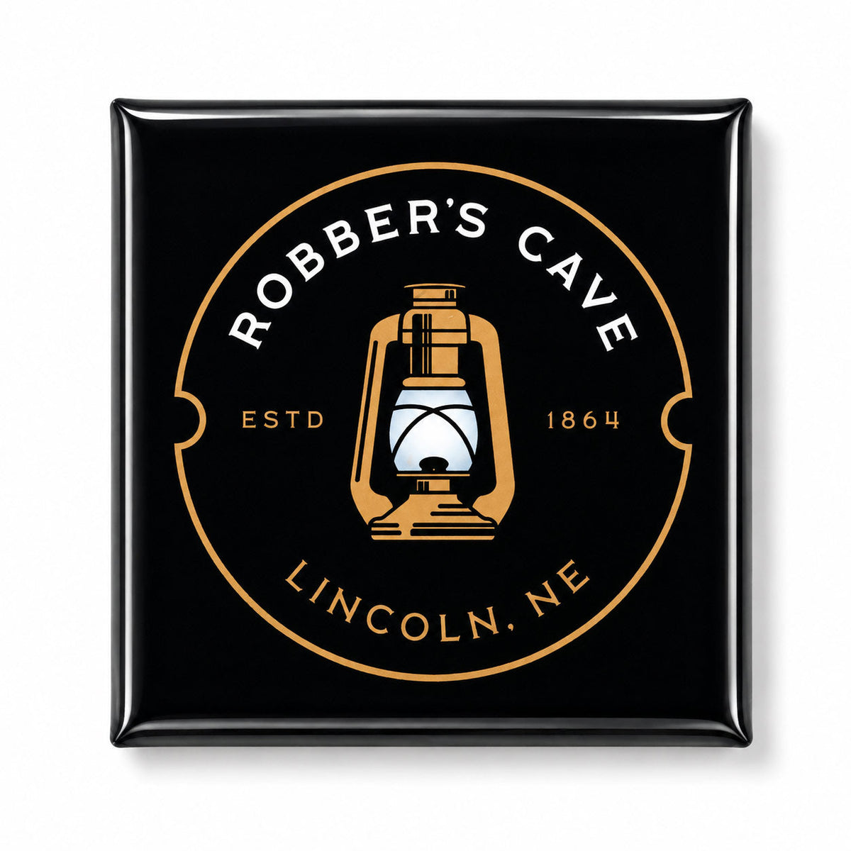Robber's Cave Magnet | 2 x 2 | Multiple Designs | Robber's Cave Black Lantern in Circle