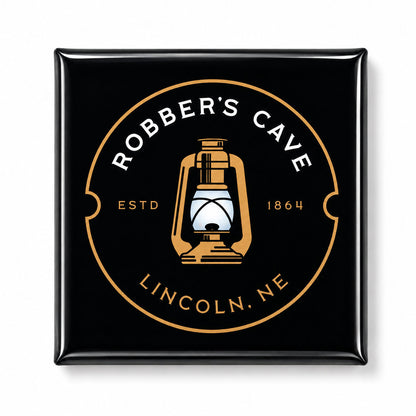 Robber's Cave Magnet | 2 x 2 | Multiple Designs | Robber's Cave Black Lantern in Circle