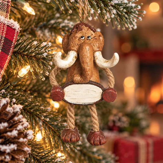 Wooly Mammoth With Sign Ornament | Bert Anderson Collection