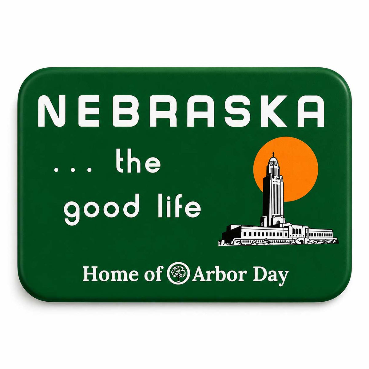 Nebraska the Good Life Magnet | State Capitol or Chimney Rock | 4" x 2" | Nebraska State Historical Society State Capital