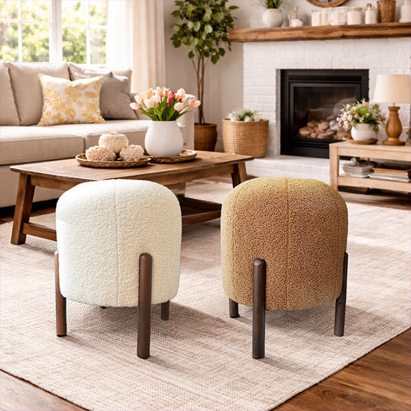 Steal #7: Plush Boucle Drum Ottoman, Choose Your Color