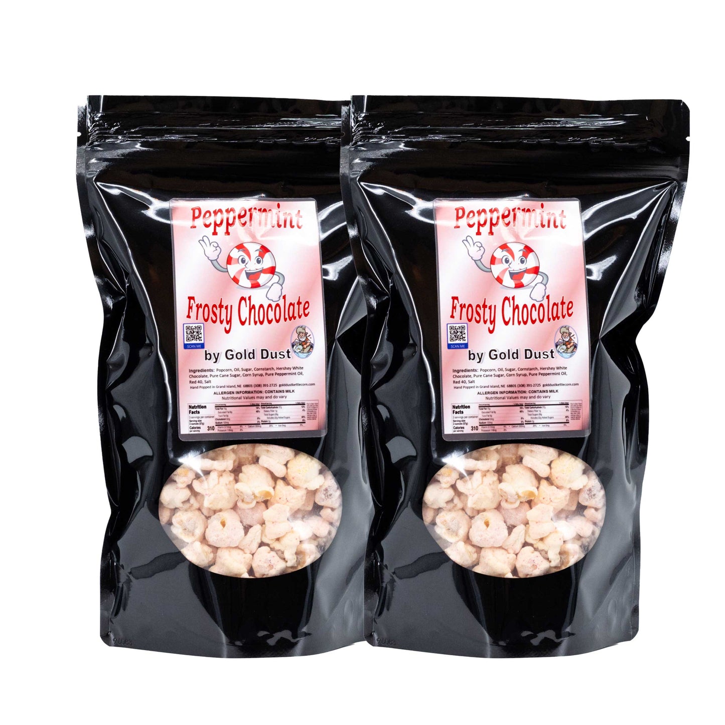 IN-STORE PICKUP ONLY | Peppermint White Chocolate Covered Kettle Corn | Pack of 2 | 5 oz | Non-GMO | Shipping Included | Gold Dust Kettle Corn