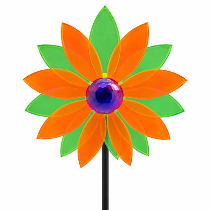 Flower Pinwheel Yard Decor | Multiple Colors | Glowing Creation Red & Green
