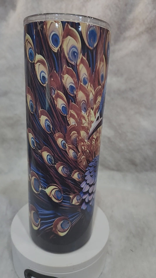 20 oz Stainless Steel Insulated tumbler with a handle Peacock thp1