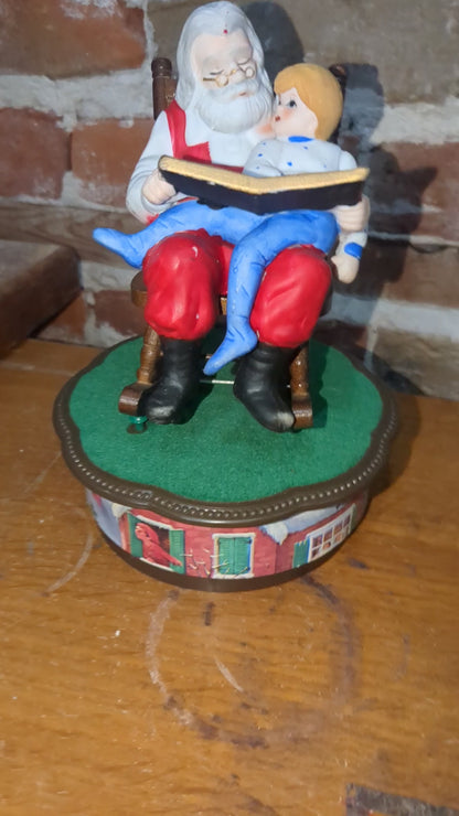 Vintage Jadco Santa and child rocking chair music box.