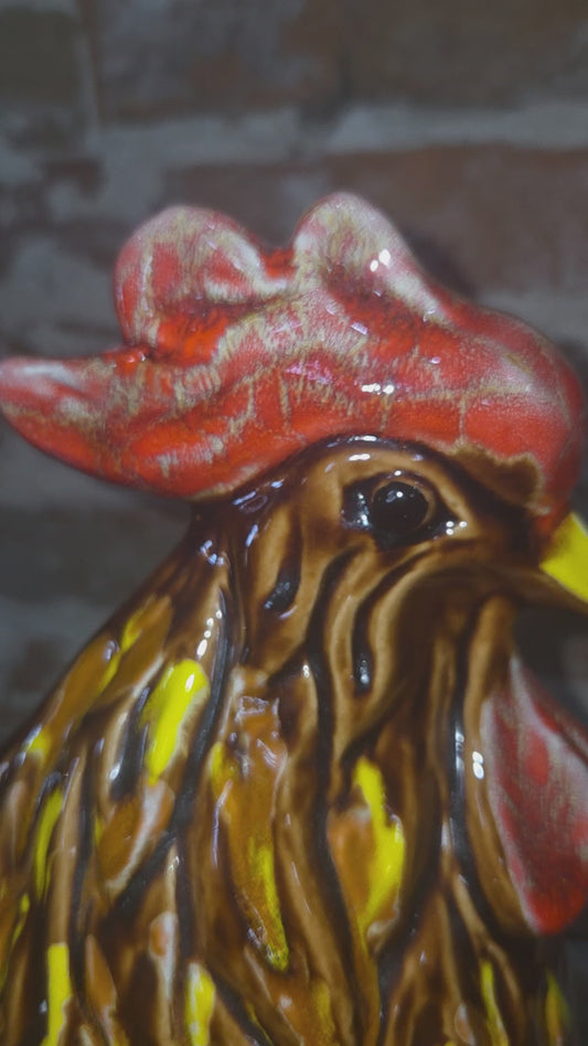 Vintage Ceramic Cookie Jar Rooster Colorful cj6