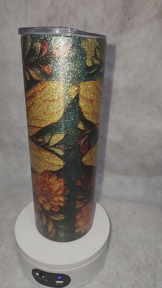 20 Oz Stainless Steel Insulated Glitter Dragonfly Tumbler 20df
