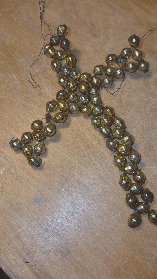 Vintage Mercury Bead Cross Ornaments AS IS For Crafting