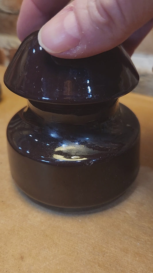 Vintage Brown Porcelain Insulator Possibly Ohio Brass Co but Unmarked in6