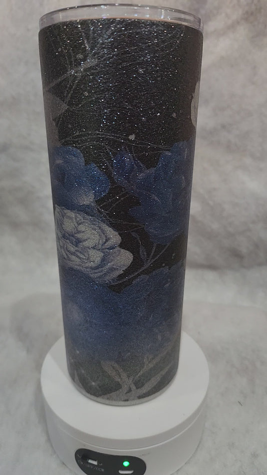 25 Oz Stainless Steel, Insulated, Glitter Flower Tumbler tgf7