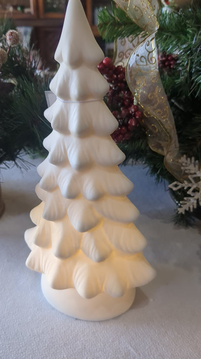 Ceramic Christmas Tree with LED light, 9.6in tall
