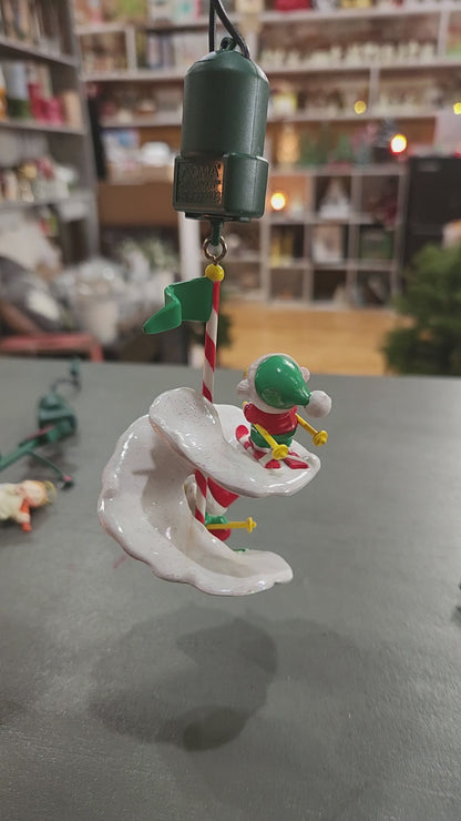 Vintage Noma OrnaMotion Rotating Christmas Ornament Ski Race 1989 With Motor