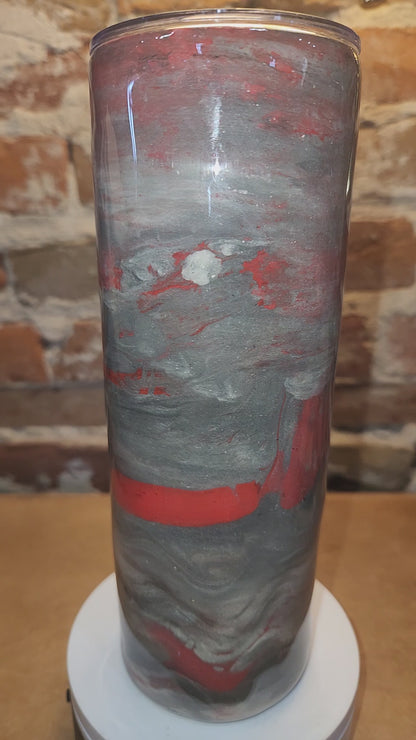20 ounce stainless steel, Insulated, alcohol ink art Tumbler Red Grey White  AS IS CLEARANCE ai23