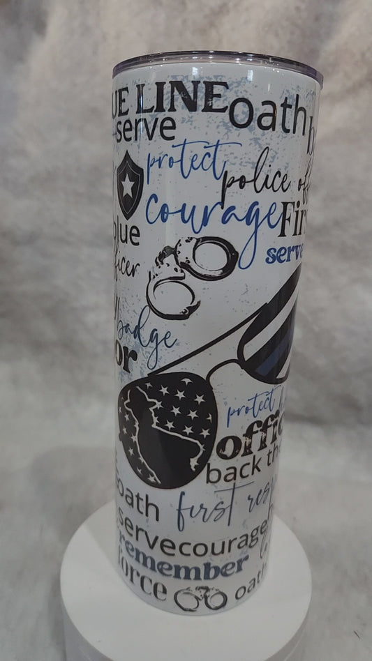 20 oz stainless steel insulated Tumbler police officer tp7